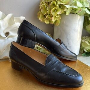Ralph Lauren Made in Italy Heeled Penny Loafer in Black Leather